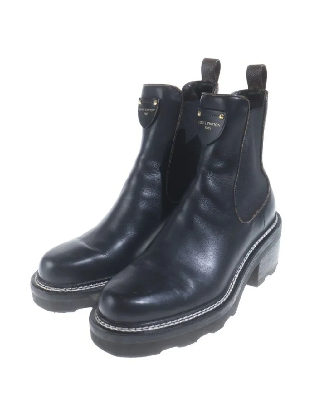 Louis Vuitton Beaubourg Line Ankle Leather Boots Black